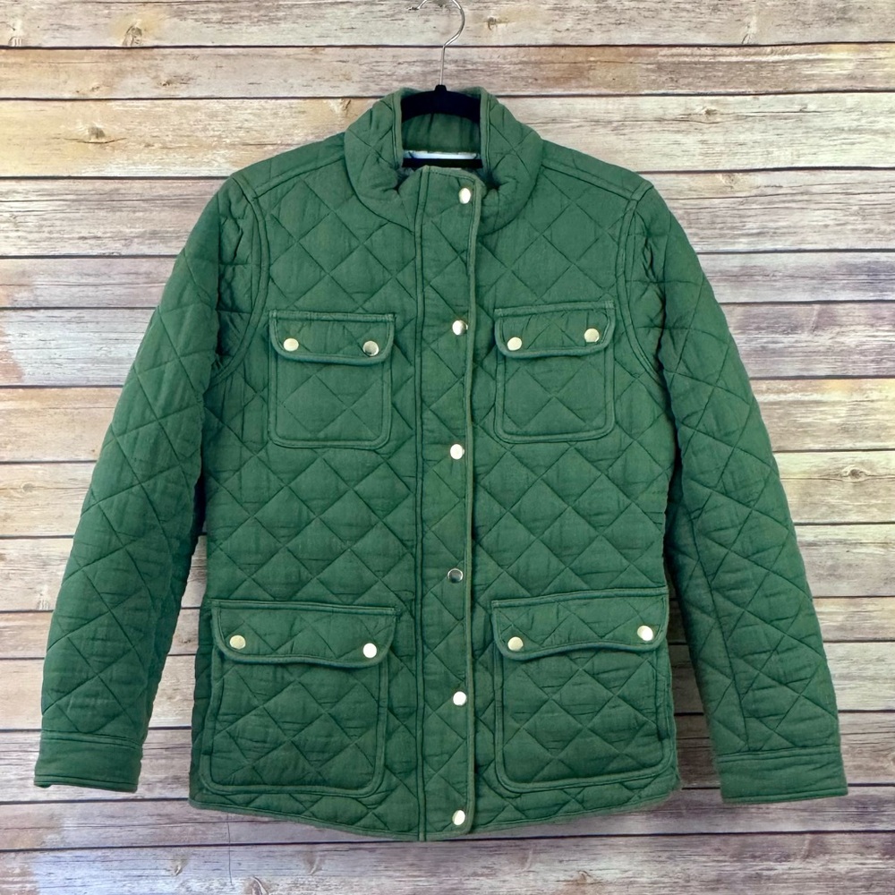 Market & Spruce Women’s Green Quilted Military Jacket M